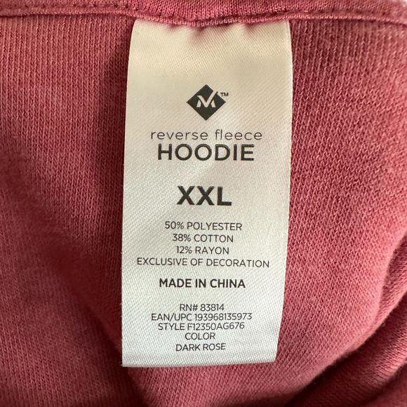 Members Mark Pink Reverse Fleece Hoodie, XXL, Pre-owned - Picture 6 of 7